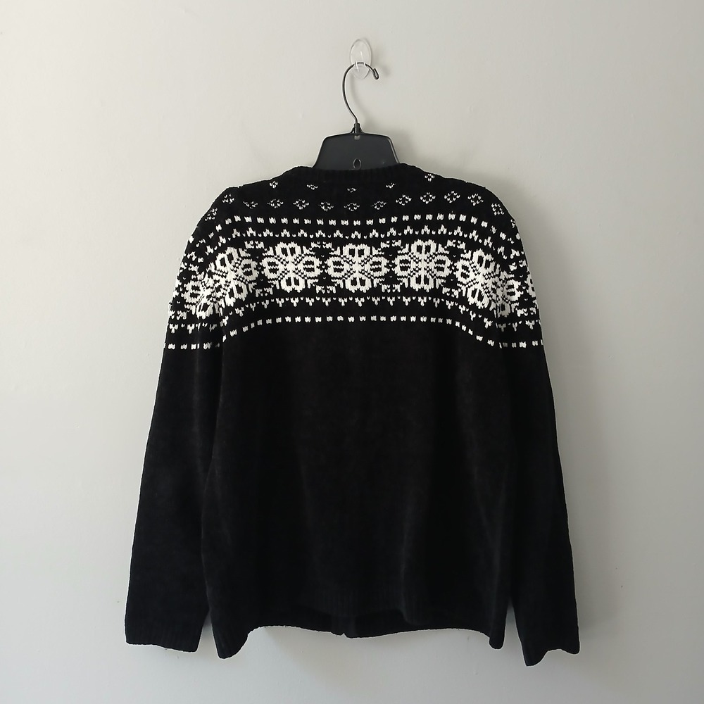 Alfred Dunner Vintage Size Large Knit Full Zip Sweater Snowflakes Embroidered - Picture 12 of 14
